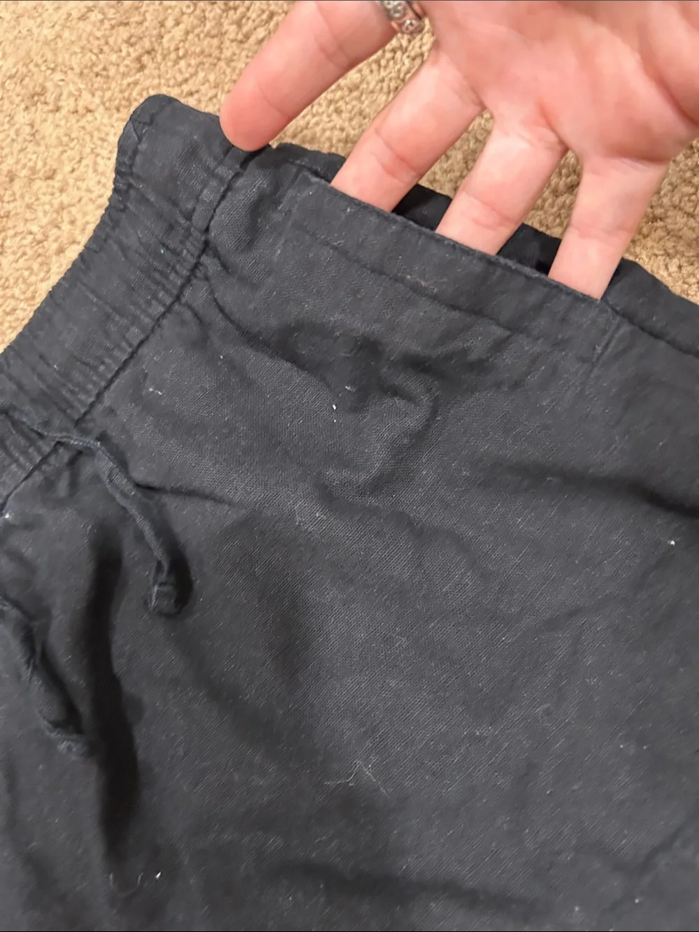 Old Navy Black Cotton Drawstring Mini Skirt